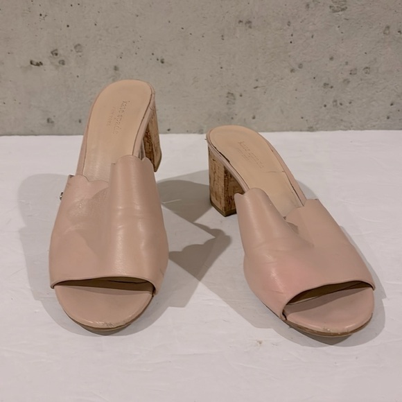 kate spade Shoes - KATE SPADE ‘Warren’ Pink Leather Slip On Scalloped Edge Mules  Size 8.5